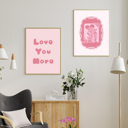 Kissing Skeletons Art Print